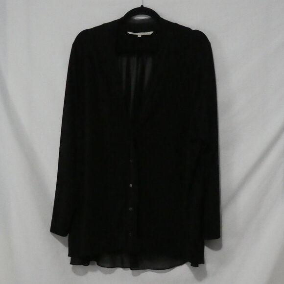 RACHEL - RACHEL ROY | size 2X | Elegant Black Sheer Button-Down Blouse - Picture 1 of 14